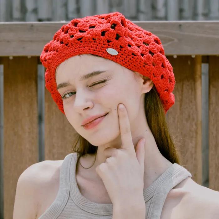 No.231 / Fruits Crochet Beret _ Red