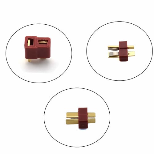 CM Hardware 8 Pairs Male & Female T-Type Adapter with Red and Black Shrink Tube for RC LiPo Battery, Max Current 120A