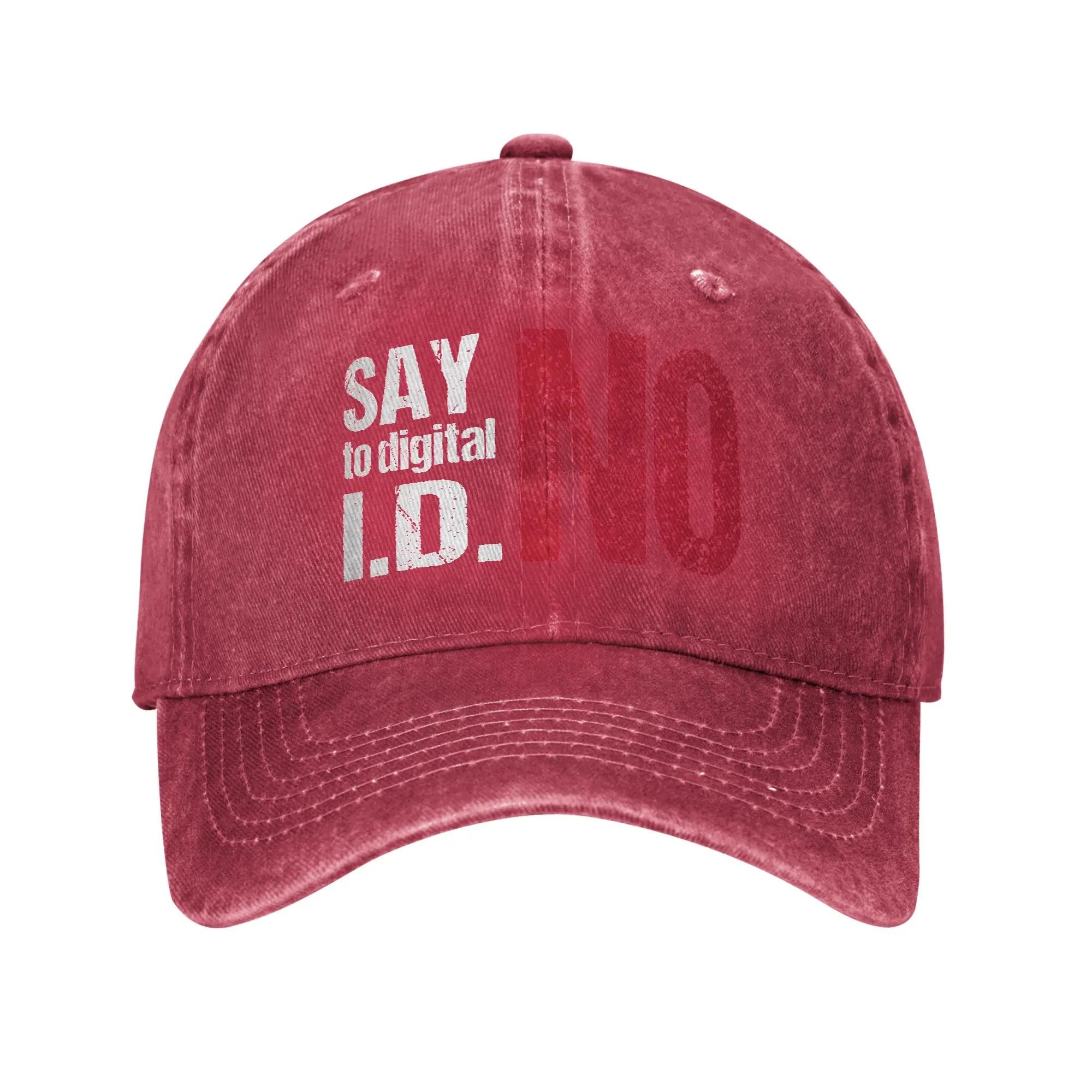 Vintage Say No To Digital Id British Baseball Caps Unisex Women Distressed Washed Headwear BritCard Protest Privacy Outdoor Hat Adjustable