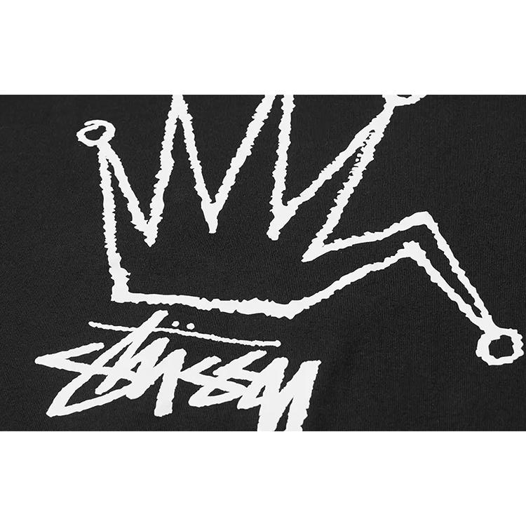 Stussy Old Crown T-Shirt Klassisches Logo Kurzarm Amerikanisches Vintage T-Shirt Unisex Oberteile 1904510-SCHWARZ