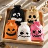 Decorative Gift Packaging 5Pcs Halloween Candy Bags with Drawstring, Funny Ghost Pumpkin Print Pouches Small Cloth Storage for Party Favors And Trick