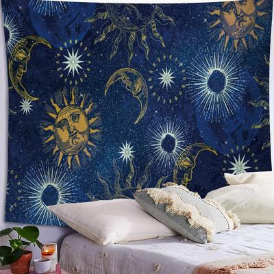 Sun and Moon Face Series Wall Hanging Cloth for Home Room Decoration Background Cloth for Bedside Wall Hanging Rug