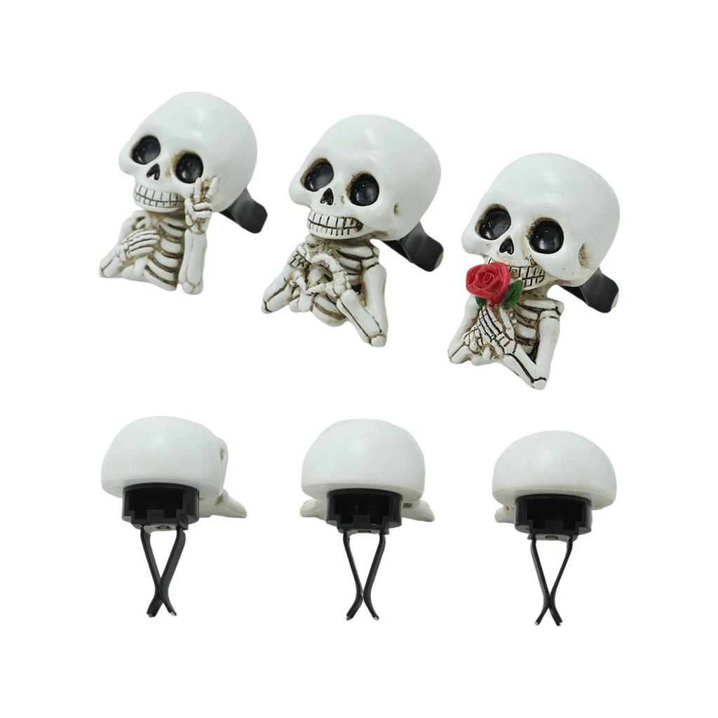 New Halloween Car Ornament: Half-Body Ghost with Three Incense Sticks Creative Resin Skull Vent Decor