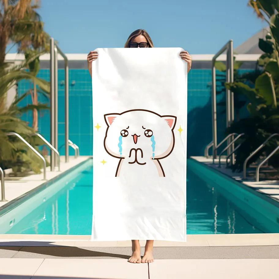

Peach Mochi Cat Towel Bath For Home Quick Drying Towels Bathroom Accessories Spa Personal Care Sauna Large Beach Gym Set Sports W30*H60(CM)