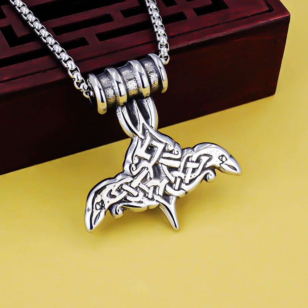 Odin Viking Helmet Titanium Steel Pendant Nordic Pirate Men's Necklace