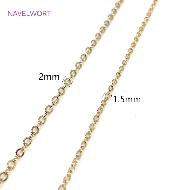 14K/18K Gold Plated O Chain For Bracelet Necklace Making Accessories 1.5mm/2mm Thin Chains DIY Jewelry Making Findings Wholesale