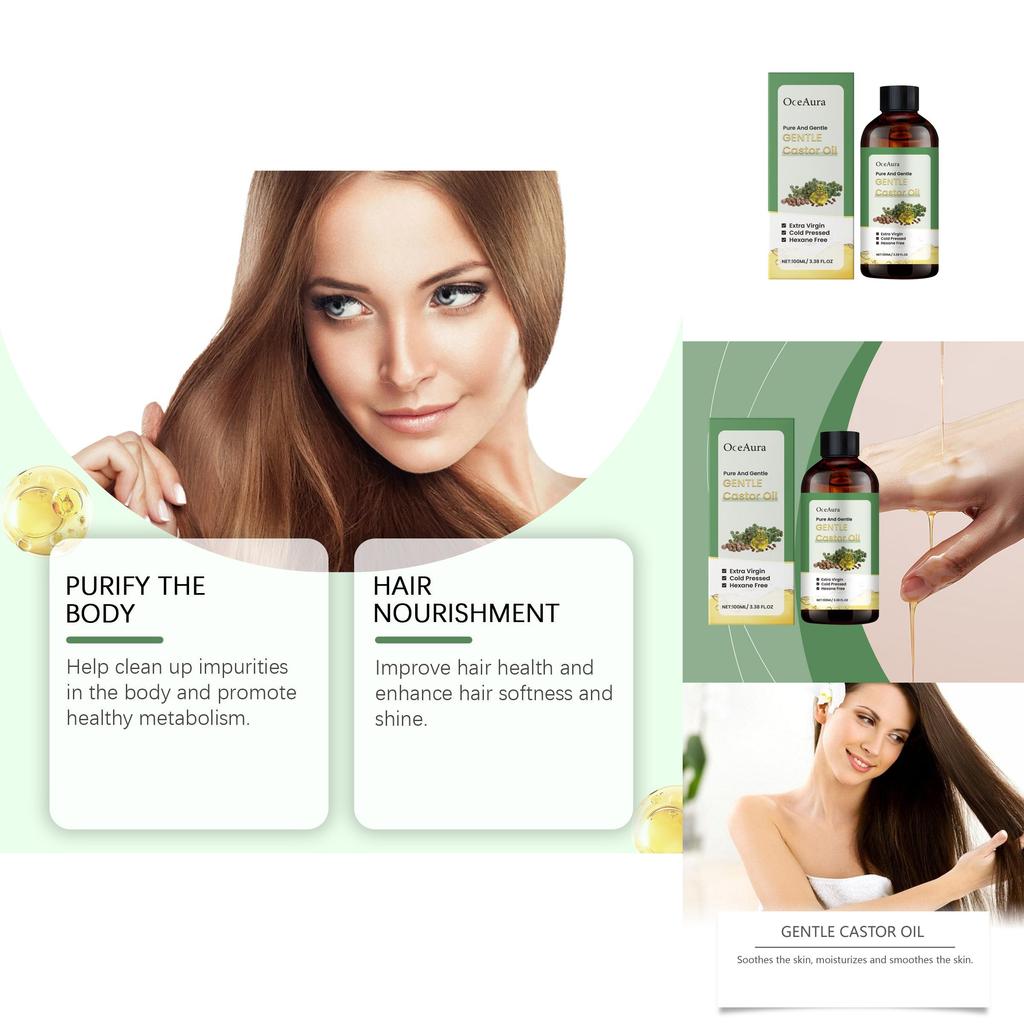 Oceaura Multi-Effekt Rizinusöl Sanft Hydratisierend Feuchtigkeitsspendend Hautreparierend Nährende Essenz 100ml