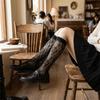 Hollow Lolita Socks Floral Printed Mesh Stockings Cute Calf Long Socks  Pair with Skirts