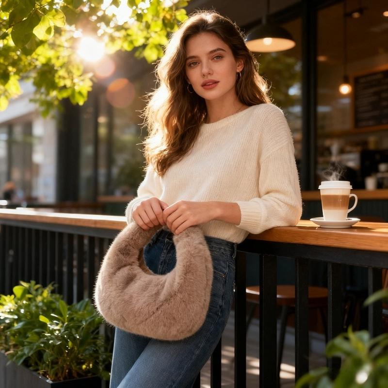 Plush High-End Dumpling Chain Handbag - Large Capacity & Versatile for Commuting