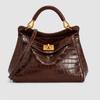 Vintage Stone Texture PU Tote Bag With Lock Crossbody Shoulder Daily Commute