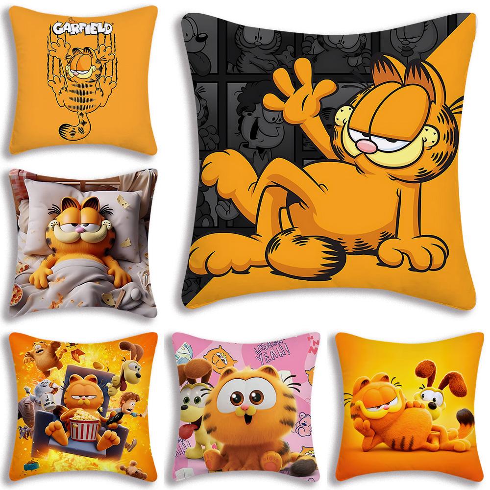 Cute Cartoon Garfields Pillow Covers Cartoon Sofa Decorative Home Double-sided Printing Short Plush Cute Cushion Cover