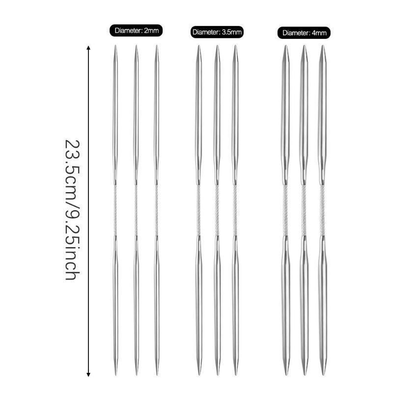 3Pcs Circular Knitting Needles Flexible Stainless Steel Sock Knitting Needles LM