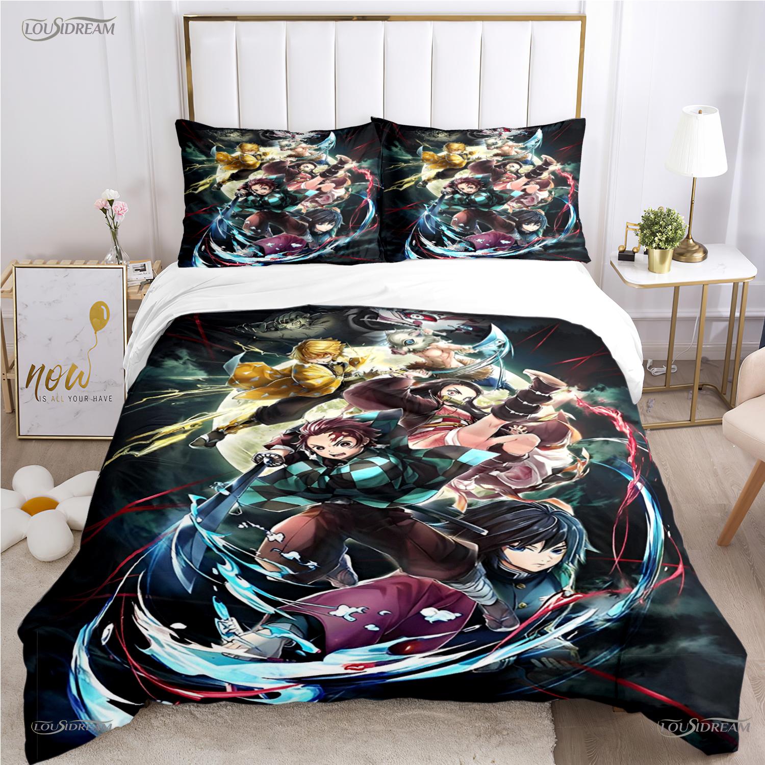 

Comforter Cartoon De-Demon-Slayer All Season Comforter Bedding Sets Soft And S Single/Double/Queen/King Comforter (quilt)-EU Single(135*200cm)3pcs