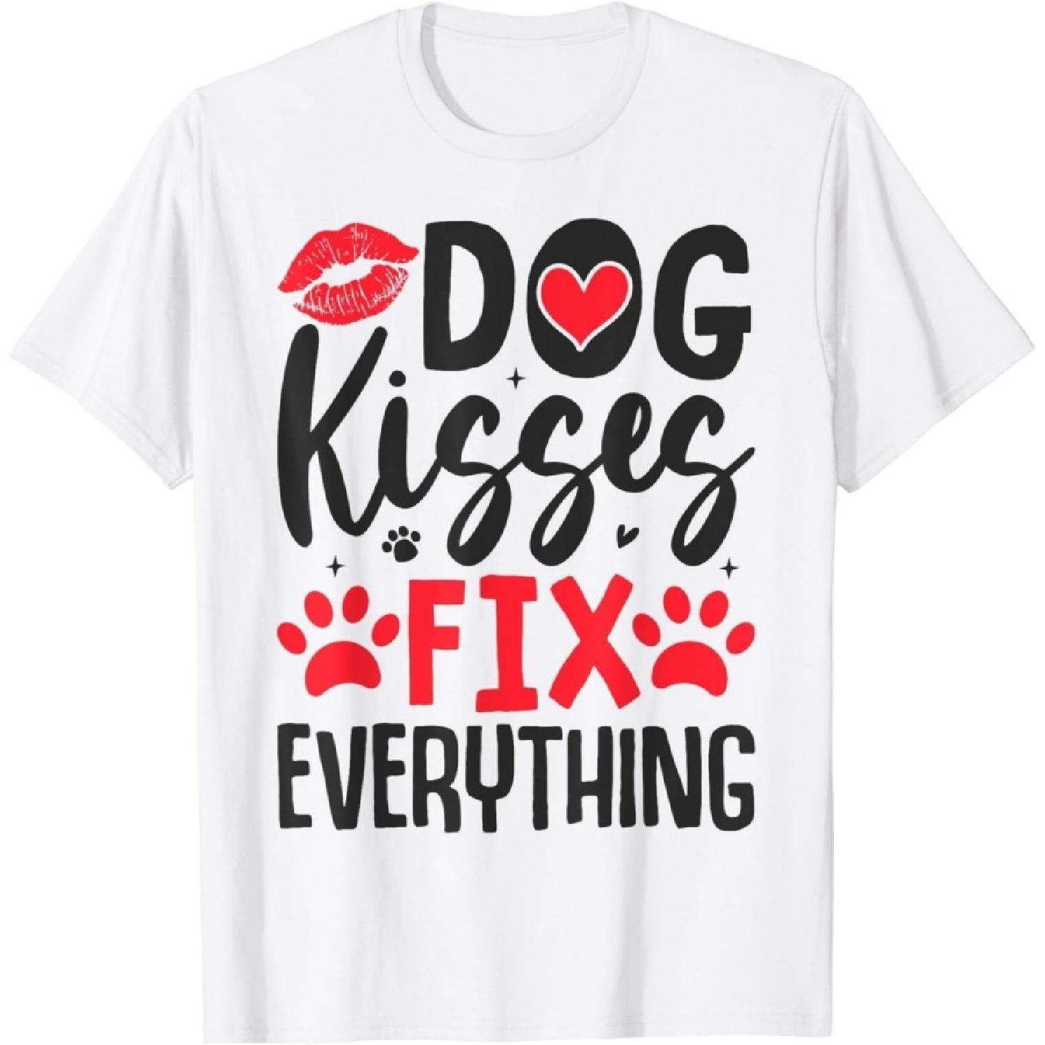 CekoCk Dog Kisses Fix Everything Puppy Lover Pet Owner Wellness T-Shirt XXXXXL белый