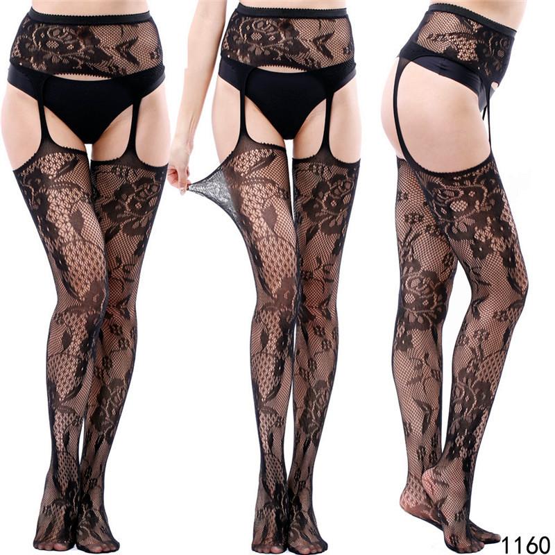 Plus Size Women Bodystocking Sexy Lingerie Ladies Erotic Lingerie Tights Women Suspender Pantyhose Tights Open Crotch