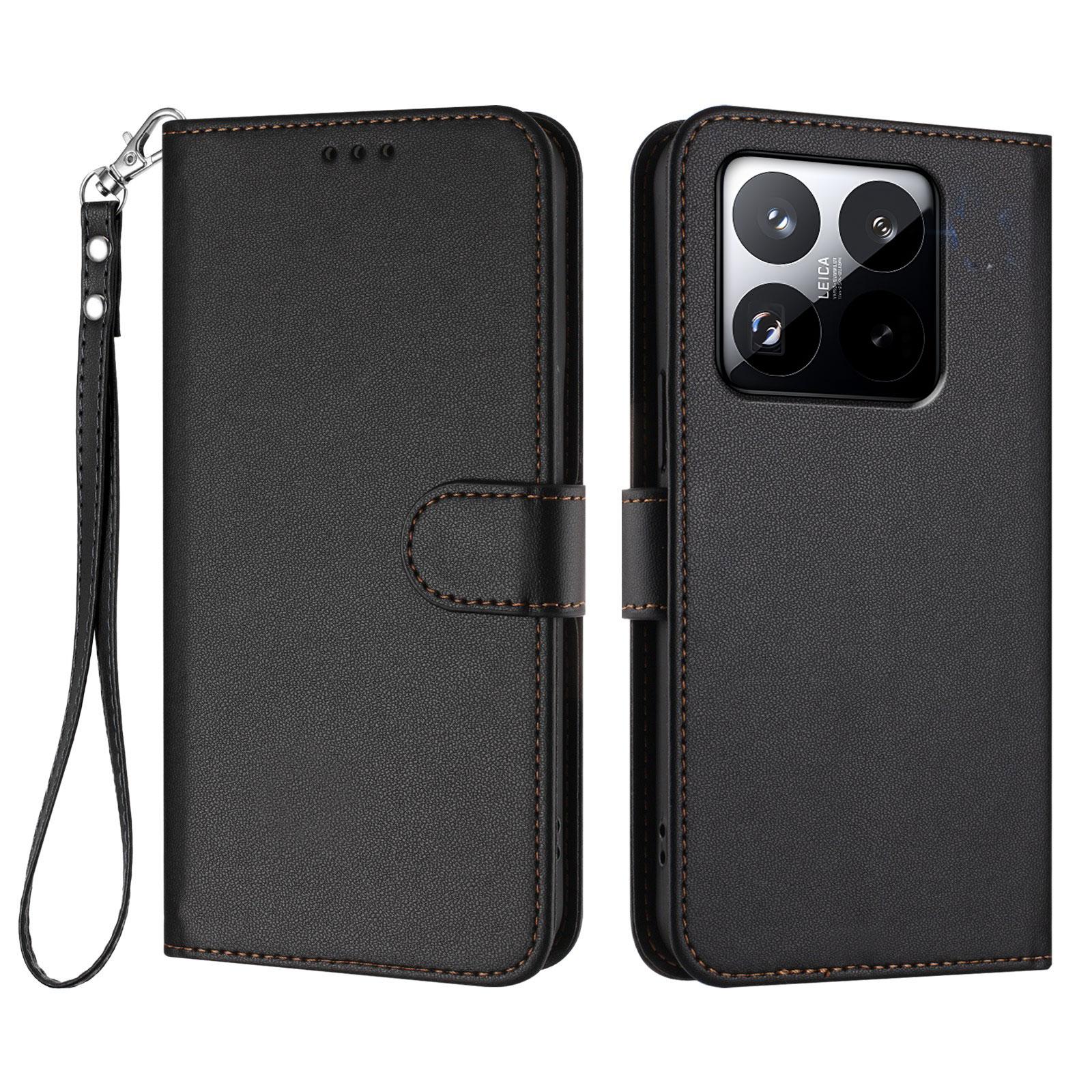 Кожаный чехол-кошелек с подставкой для Xiaomi 15T с ремешком на запястье A