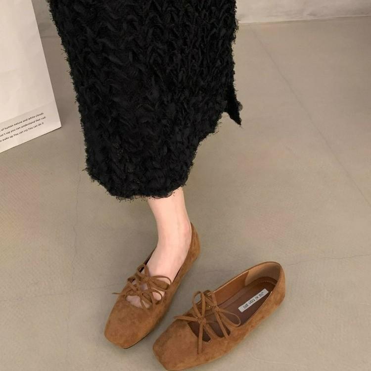 Mary Jane shoes female retro fairy single shoes spring and autumn shallow bow flat beanie shoes new 35