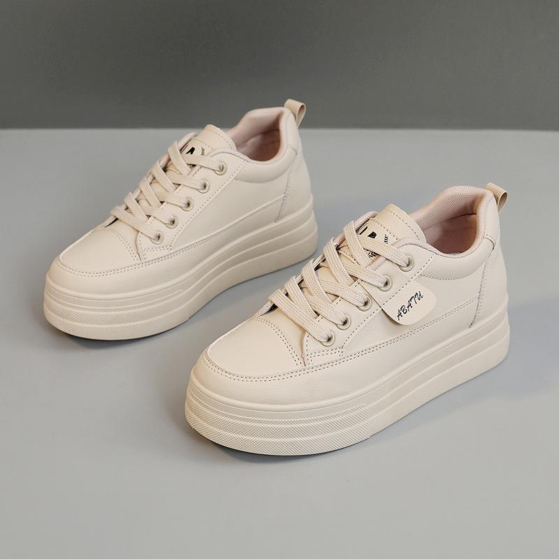 

ZY6003 women s shoes spring 2025 new thick-soled inner height increase casual shoes women s leather muffin bottom versatile white shoes 42