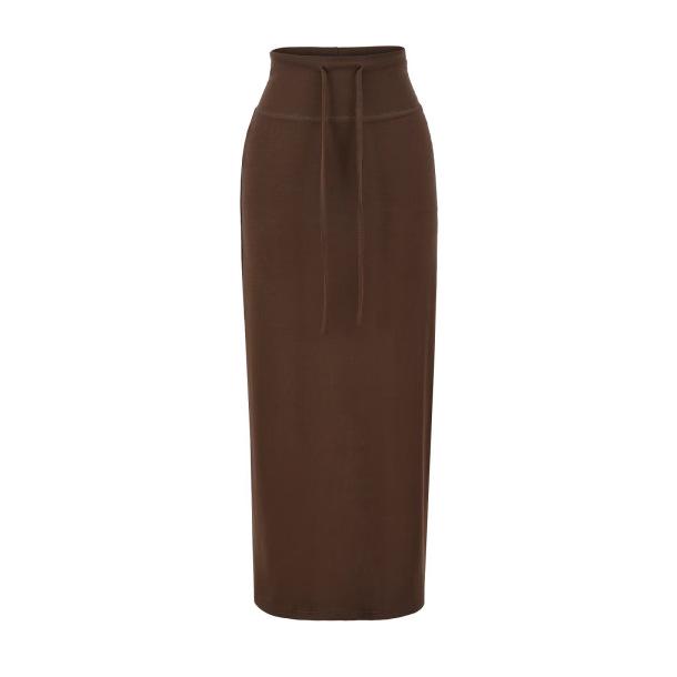 

Spring 2026 Drawstring High-Waist A-line Skirt: Women s Slimming, Large Hem, Casual & Stylish Extra Large коричневый