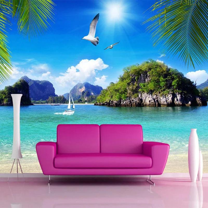 3d Nature Mural Blue Ocean Wallpaper Seascape Beach Photo Wall Murals Living Room Sofa Bedroom 3d Mural Home Decor