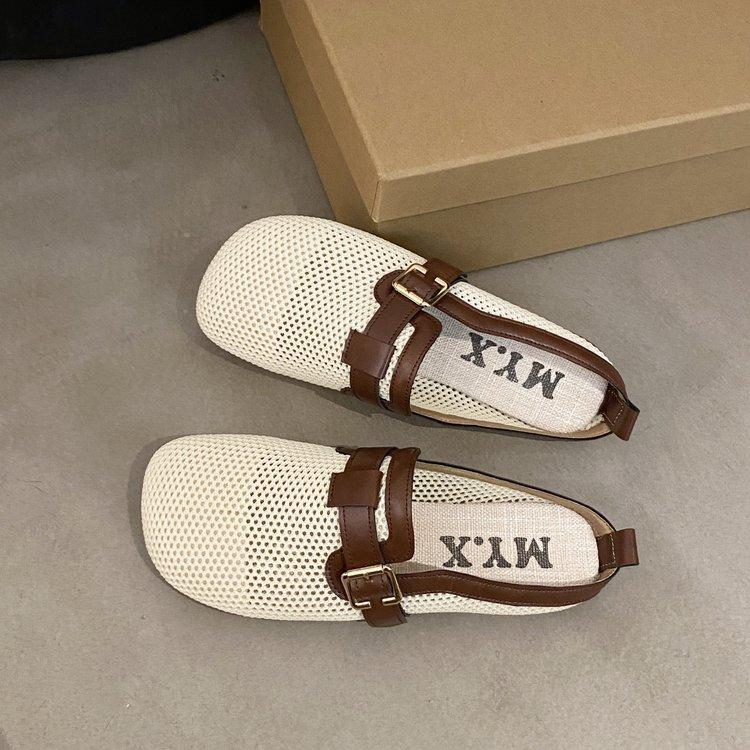 

Баотоу Бокен полушлепанцы женские летние новые однопедальные полые дышащие ленивые туфли мягкая подошва хлопок и лен мюли для улицы 40