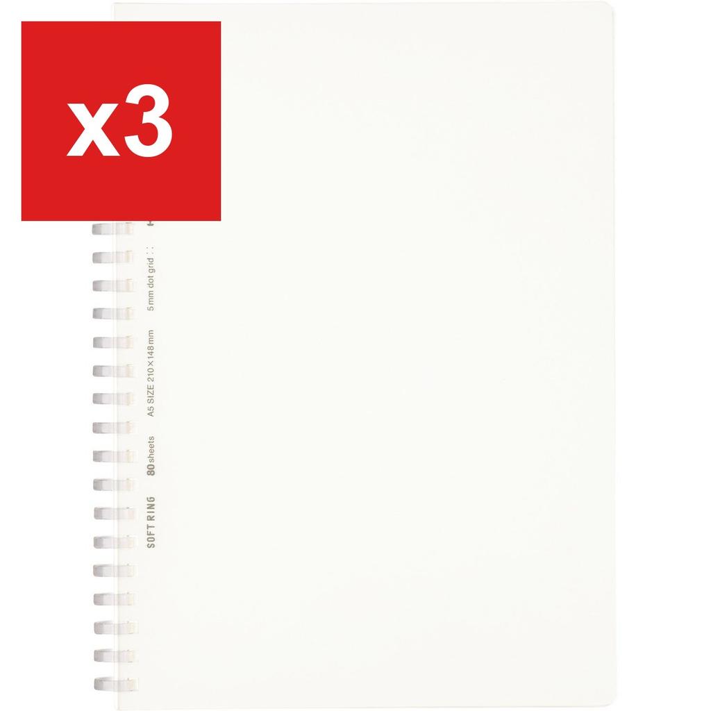 Soft Ring Notebook Clear 80-Sheet A5 Dot-Grid Ruled Clear -SV538WT-T
