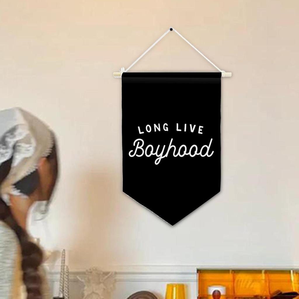 Boyhood Banner Decorative Wall Hanging Pennant Flag Triangle Display Ornament Polyester Wooden