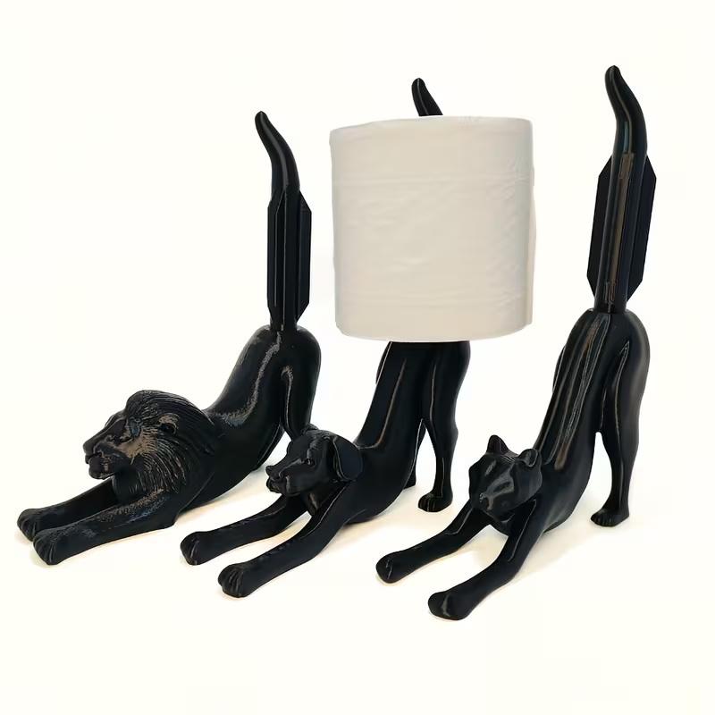 Porta fazzoletti Cane/Gatto/Leone Carino che si stiracchia - Adorabile Decorazione e Organizzazione per il Bagno, Divertente Porta Rotolo di Carta Igienica
