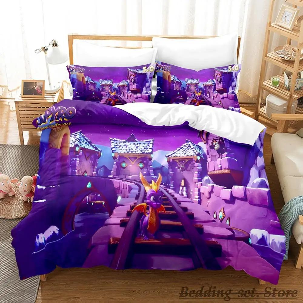 

Новый комплект постельного белья Spyro Renited Trilogy Single Twin Full Queen King Size Bed Set Adult Kid Bedroom Duvetcover Sets Anime Gme 70x133cm 2pcs