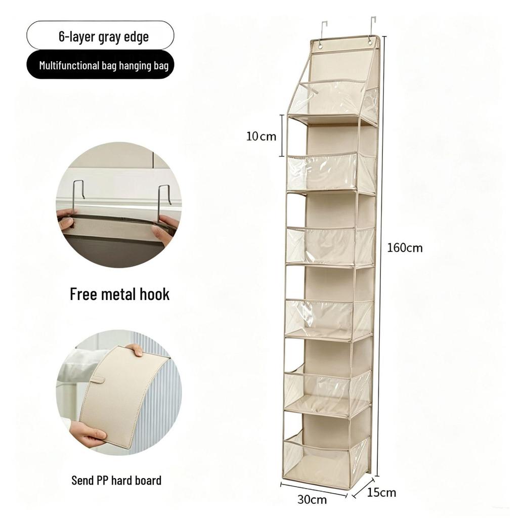 Wall-Mounted Mesh Storage Bag: Layered Hanging Organizer with Transparent Design