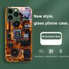 Schaltkreismuster Braun Lila Für Iphone 16 Plus 15 14 13 12 Mini 11 Pro Max X XS XR 7 8 Plus 2022 Gehärtetes Glas Handyhülle