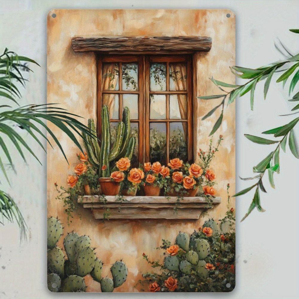 Vintage Metal Wall Poster – Floral Garden Decor, 20x30cm
