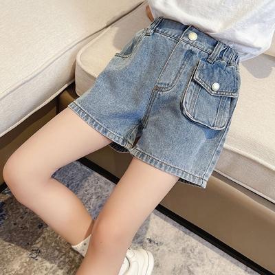 Teen Girls Summer Blue Denim Shorts Thin Loose Kids All-match Short Pants