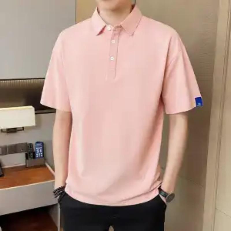 Herren-Poloshirt, einfarbig, locker geschnitten, Kurzarm, Freizeitshirt