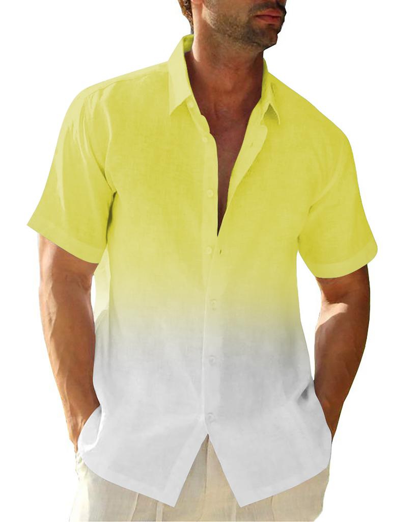 Men'S Summer Short-Sleeved Shirt Interface Color 3D Printing Trend Casual Lapel Shirt