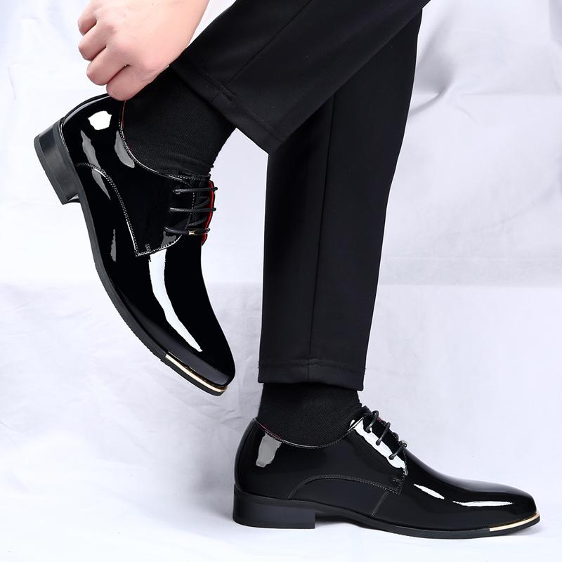 Fashion Men's wedding Shoes lace up oxfords Black Leather Formal Shoes Men office work Business dress Shoe Man zapatos de hombre