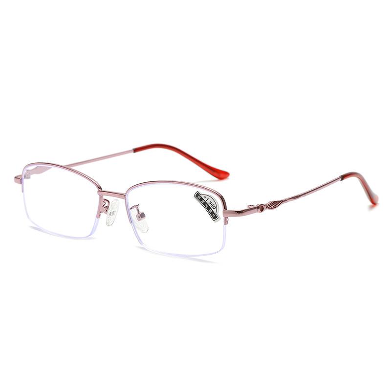 Metal Half-Frame Anti-Blue Reading Glasses Plain Age-Reducing Reading Glasses Women'S Ultra-Light Elderly Reading Glasses
