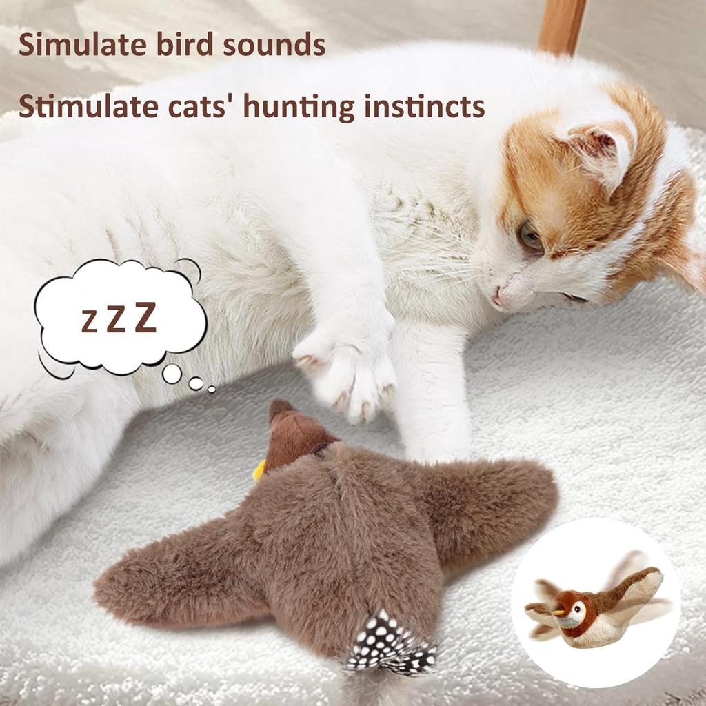 Lanyard Configuration, Simulated Bird Sounds, Cat Toy, Suitable for Indoor Cats To Play, Electric Simulated Pet Toy, for Chasing and Playing