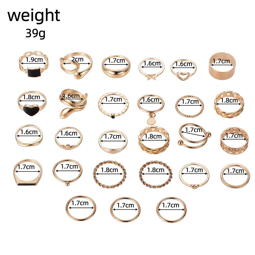 Conjunto de Anéis Femininos da Moda com 27 Peças - Anel Feminino Anel de Metal Anel Brilhante Anel de Metal Presente de Feriado