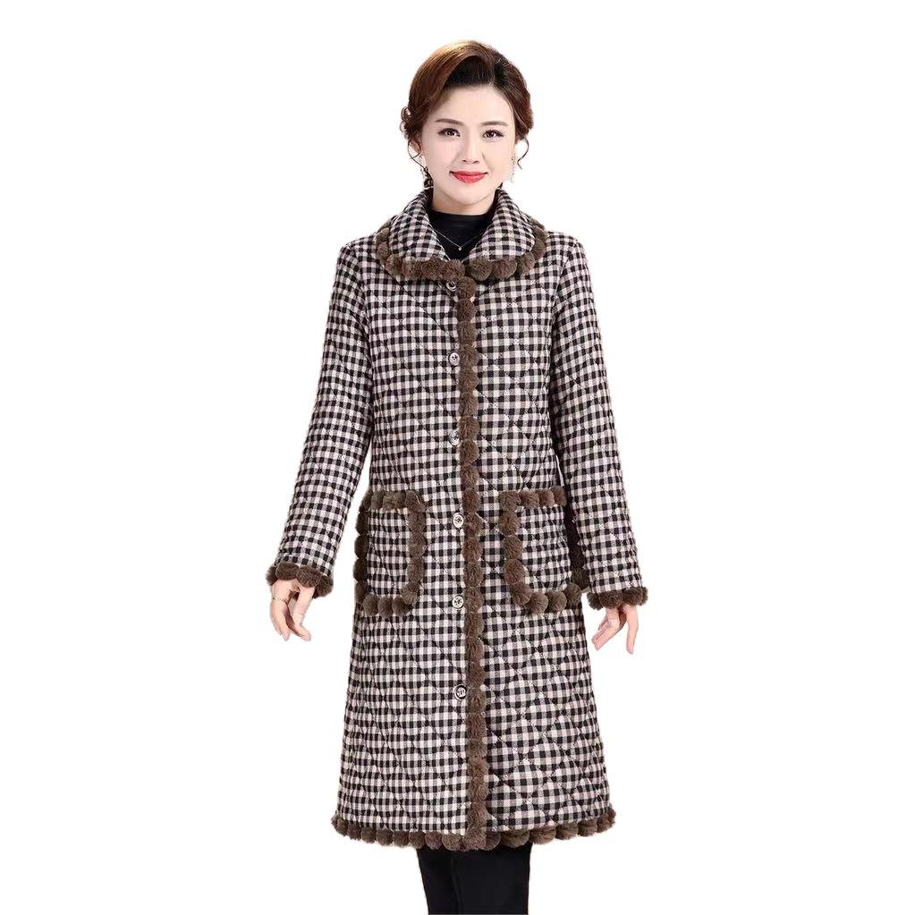 2025 Fashionable Mid-length Lapel Cotton Coat for Middle-aged & Elderly - Extra Thick & Warm for Comfort