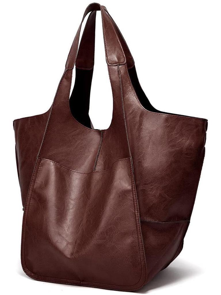 Retro European & American Soft Leather Large-Capacity Women's Tote Bag