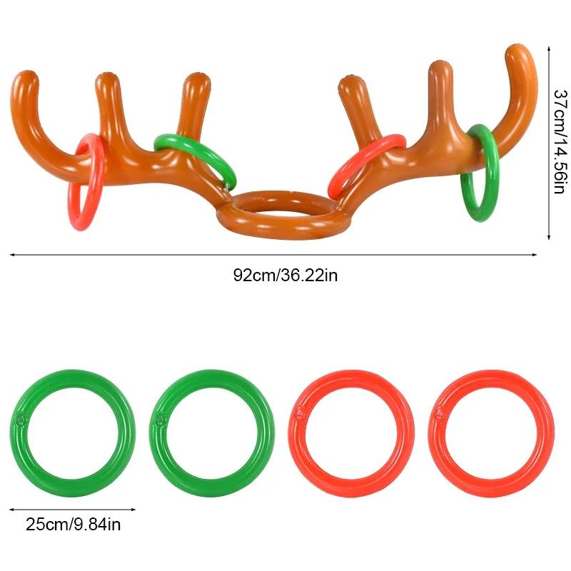 Christmas Inflatable Reindeer Antler Hat Ring Toss Funny Family Game Kids Gift Toy Xmas Party Supplies  Christmas Home Decor
