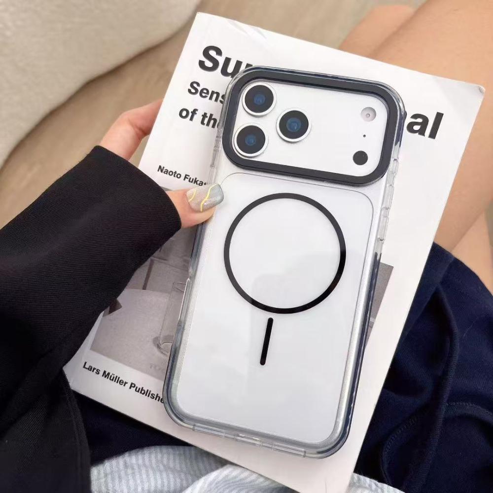 HD Crystal Transparent Glossy Magnetic Case For iPhone 17 Air 16 15 14 13 12 Pro Max Plus 11 Candy Rugged PC For Magsafe Cover
