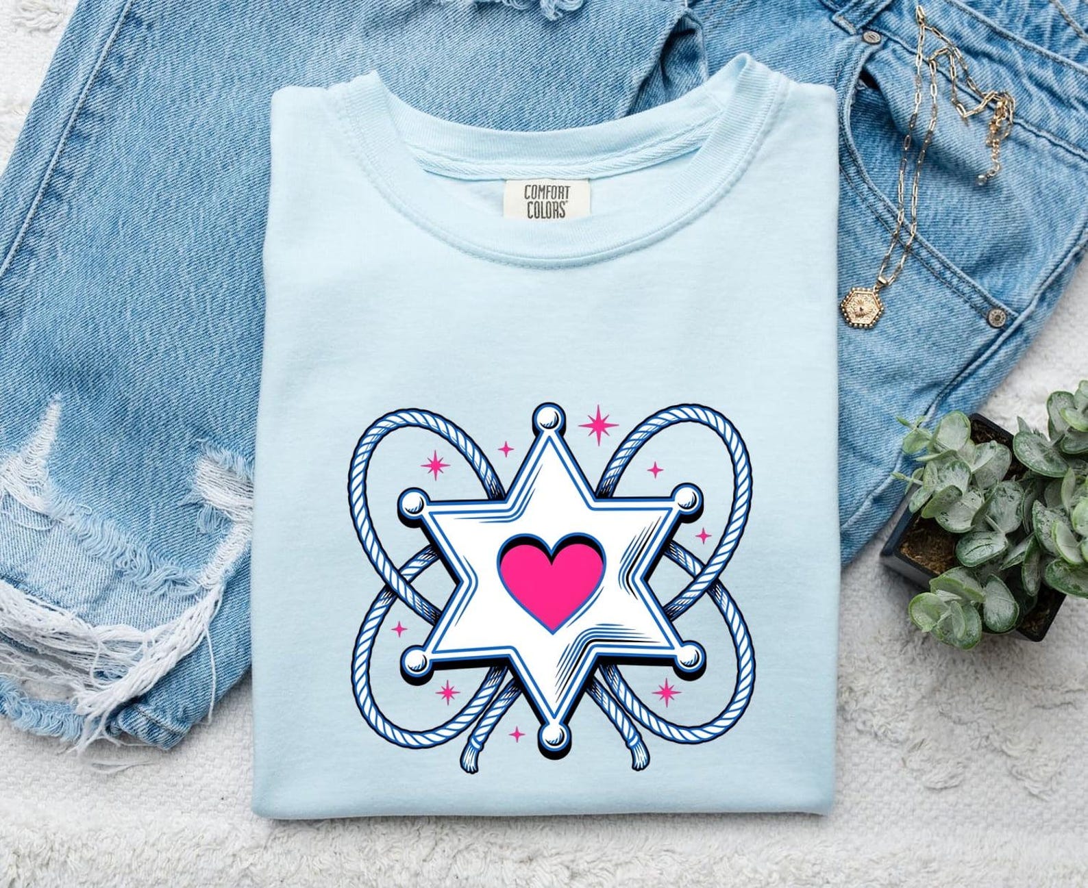 Sheriff Badge Shirt Cowgirl Western Gift Women Bold Graphic Tee Badge T-Shirt Cowgirl Fan Graphic Tshirt Rodeo Graphic Retro Lasso Tshirt XL