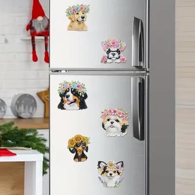 6pcs 2D/flat DIY Animal Series Diamond Art Fridge Magnet Kit Diamond Painting Magnets DIY Art Fridge Magnet Refrigerator Sticker