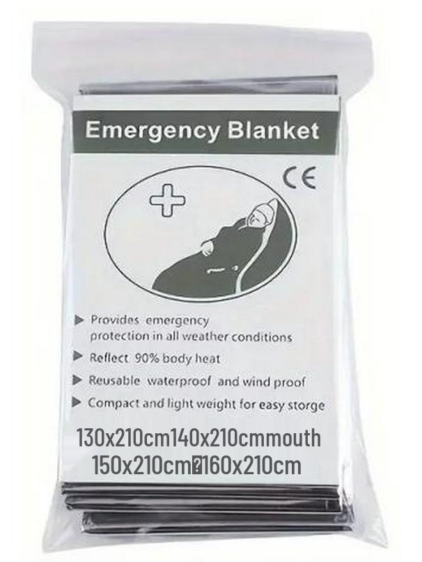 Silver Emergency First Aid Blanket for Outdoor Camping and Marathon - Moisture-Proof and Sun-Proof Insulation.