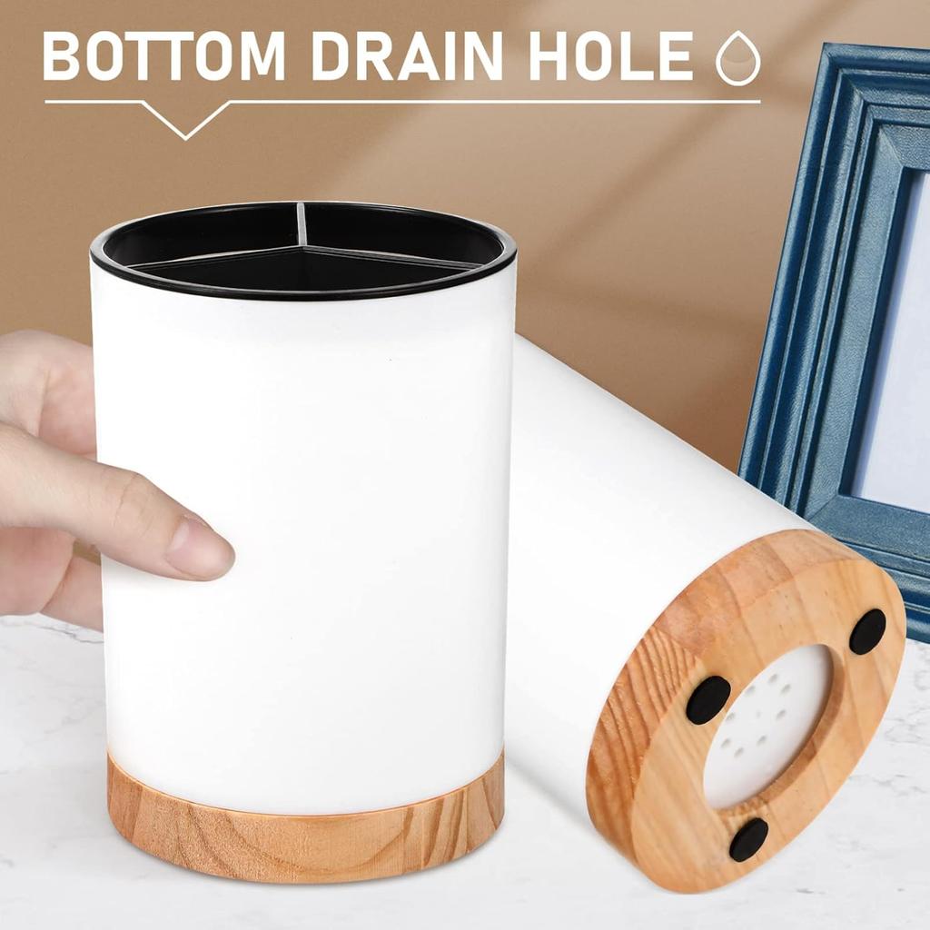 Kitchen Utensil Holder Countertop Multifunction Silverware Organizer Spoon Chopstick Holder Cutlery Storage Drainage Compartment