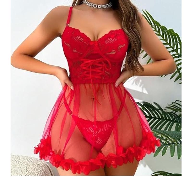 European Style Sexy Lace Lingerie Set with Nightgown, Pajamas, and Garter Belt