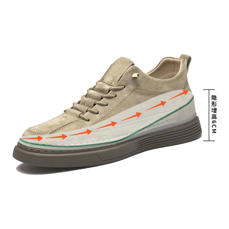 Men's breathable shoes men's retro matte suede invisible inner heightening men's shoes 6cm heightening shoes medium help casual board shoes