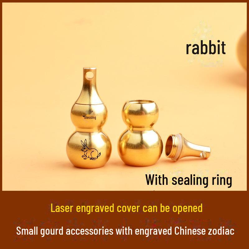 Schlüsselanhänger aus Messing mit Sternzeichen-Kürbis, acht Trigrammen und Segensgravur